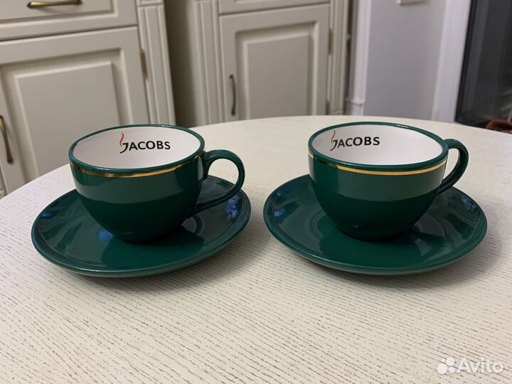 Чайно-кофейные чашки, 2 пары, новые