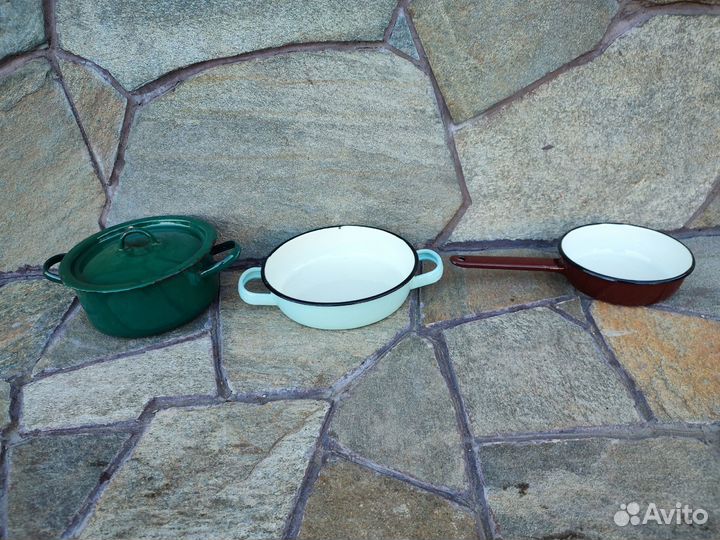 Кастрюля, сотейник, ковш эмалированные, СССР