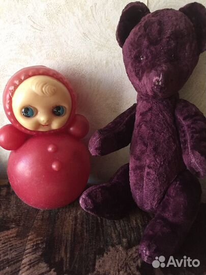 Мишка плюшевый Неваляшка 60-е годы СССР