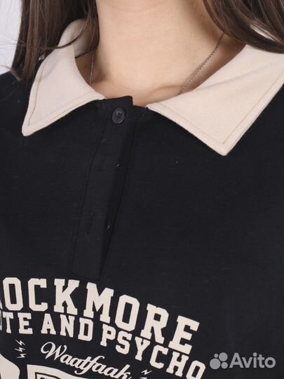 Свитшот черный с воротником