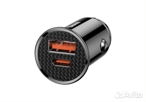 Автомобильное заряд.BaseusPlastic 1USB/1C 30W