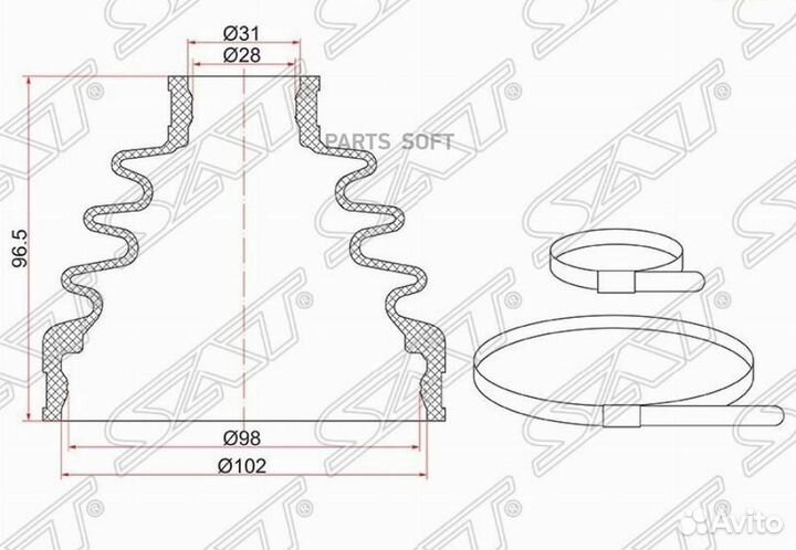 SAT bkfd017 Пыльник шруса внутренний FR nissan pat