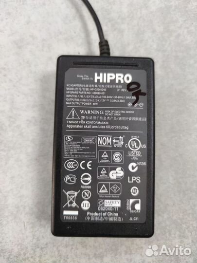 Блок питания hipro HP-O2040D43 12V 3.33А