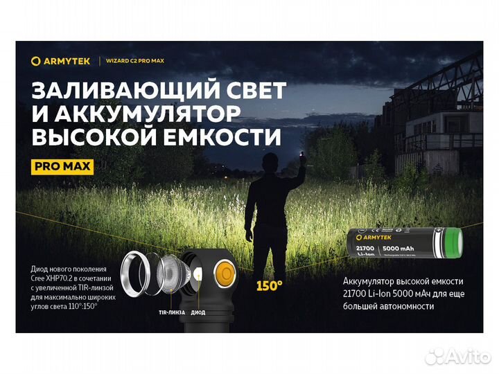 Фонарь Armytek Wizard C2 Pro Max Белый
