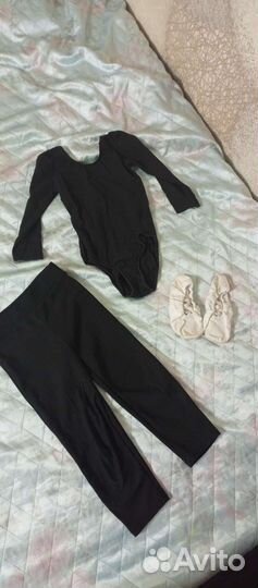 Гимнастический купальник, лосины, балетки