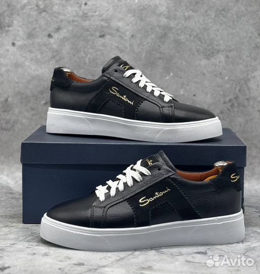 Кроссовки мужские кожаные santoni