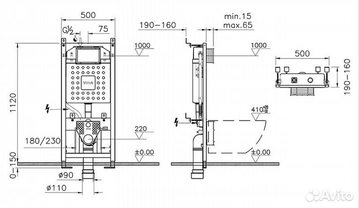 Инсталляция Vitra V12 762-5800-01 для унитаза без