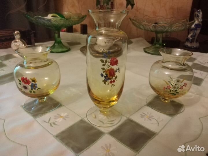 Ваза цветное стекло СССР Чехия