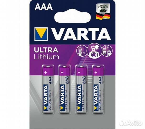 Батарейка литиевая Varta LR03 (AAA) Professional L