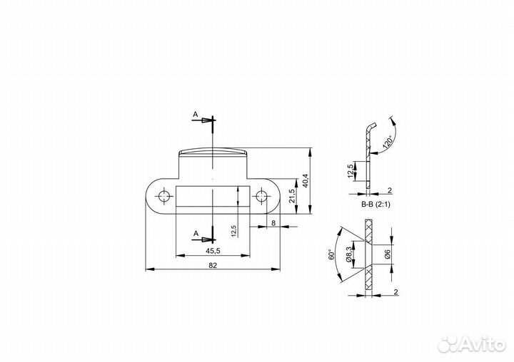 Ответная часть для замка стеклянной двери