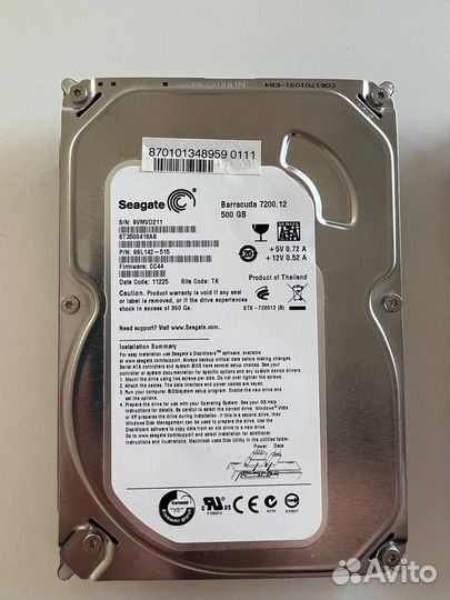 Жесткие диски Seagate barracuda 500 gb и 1 tb