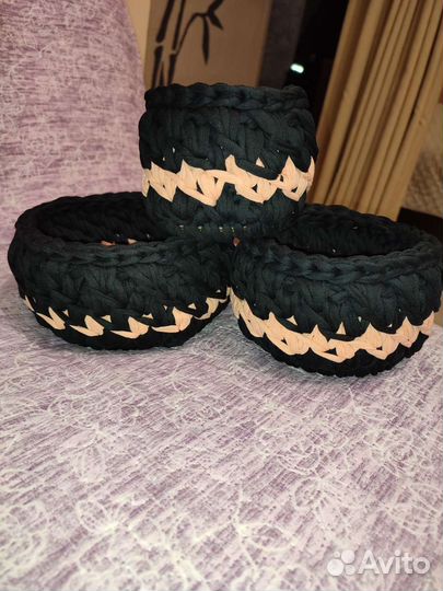 Корзинки из трикотажной пряжи