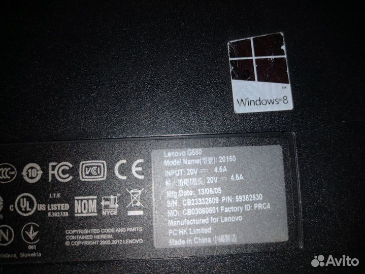 Ноутбук lenovo G580