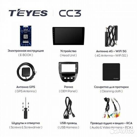 Магнитола Teyes CC3L 4/32 Citroen C1