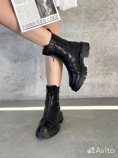 Зимние ботинки шерсть с замком спереди