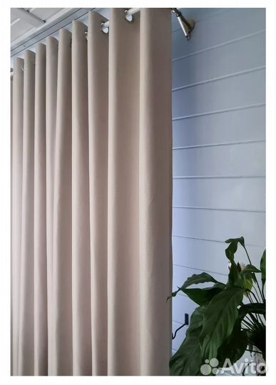 Шторы рогожка на люверсах 150*250 бежевые