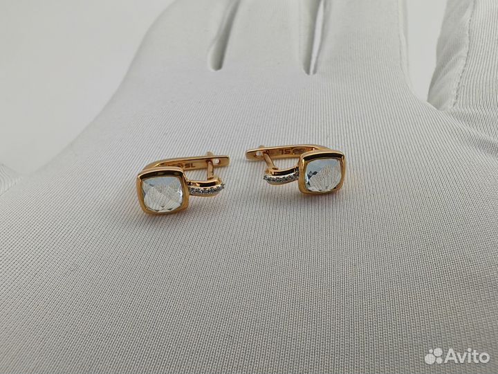 Пара серёг 585 пробы с бриллиантами. Рассрочка