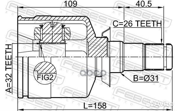 Шрус внутренний левый 32x31x26 1911-R58LH Febest