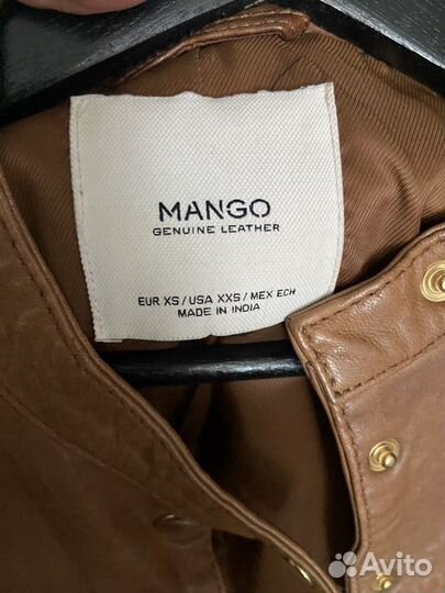 Кожаная куртка mango xs