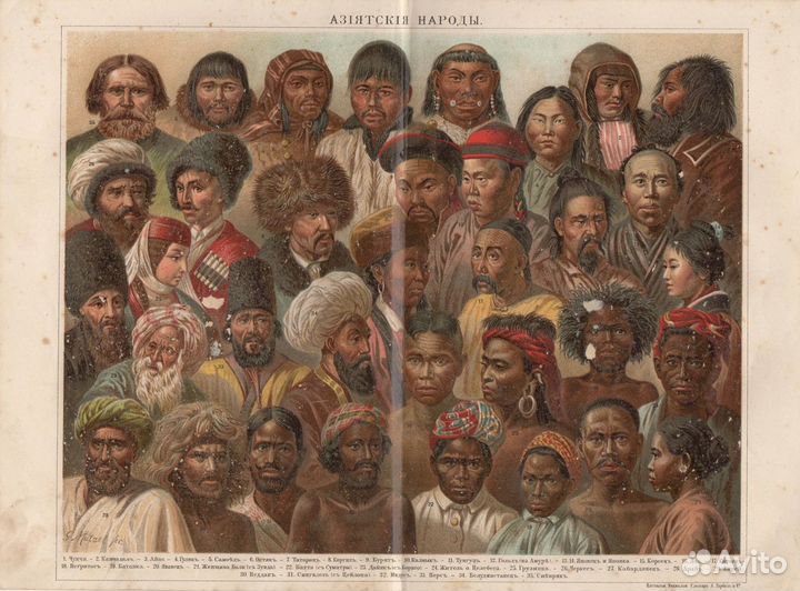 Литография. Нации. Африка. Америка. Австралия