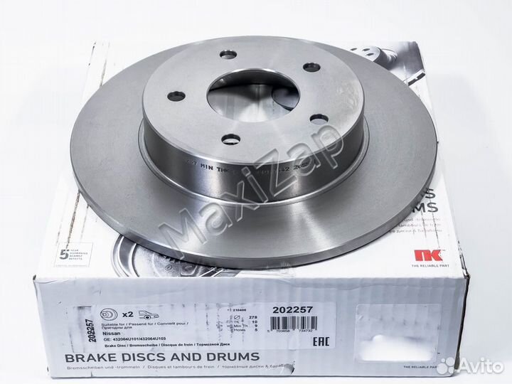 202257 Диск тормозной задний NK