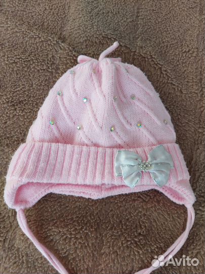 Шапка для девочки тёплая с подкладом, 3-6 месяцев