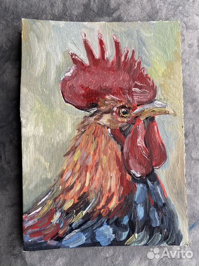 Картина маслом петух 21 на 15