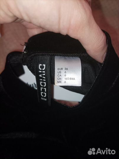 Бархатное чёрное платье h&m