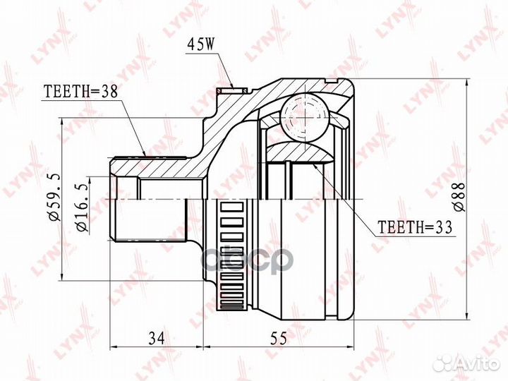 ШРУС наруж audi A4 1.6-2.0 00/1.8T 00-04 CO1203A
