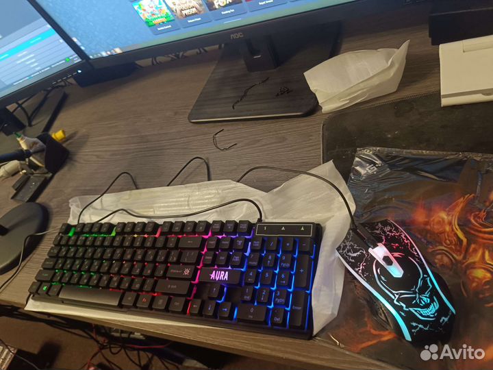 Игровой набор 3 в одном клавиатура мышка коврик