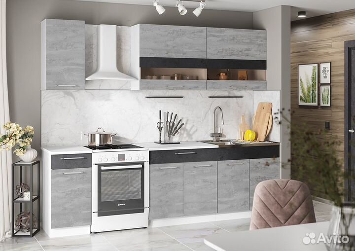 Кухня Маша 2.0м Бетон (в наличии)