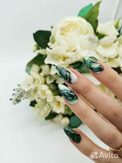 Маникюр японский, пудрой, дизайны, наращивание