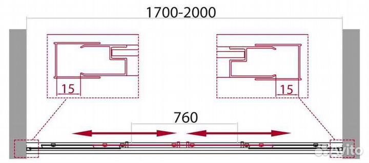 Душевая дверь BelBagno unique-BF-2-170/200-C-Cr