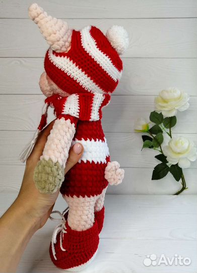 Вязаный поросенок Спартак, зайчик Спартак,кот