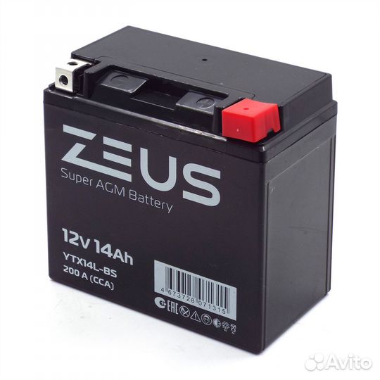 Аккумулятор zeus super AGM 14 Ач п.п. (YTX14-BS)