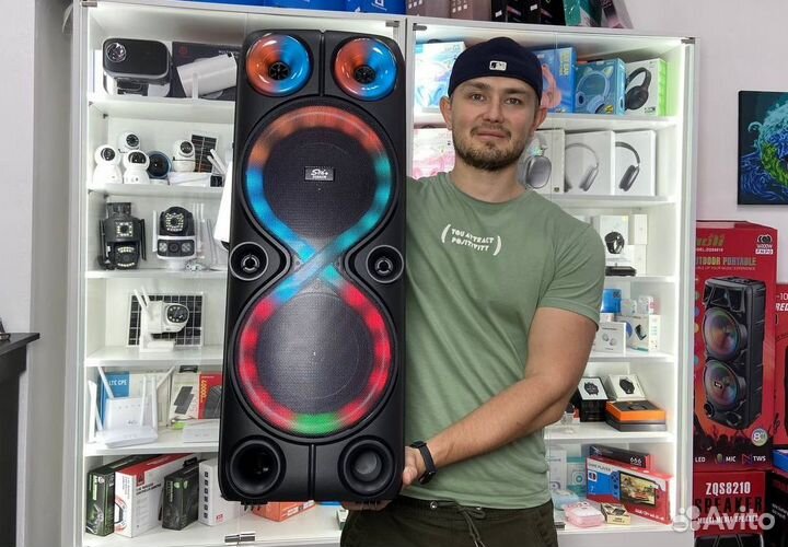 Блютуз колонка большая 2 микрофона