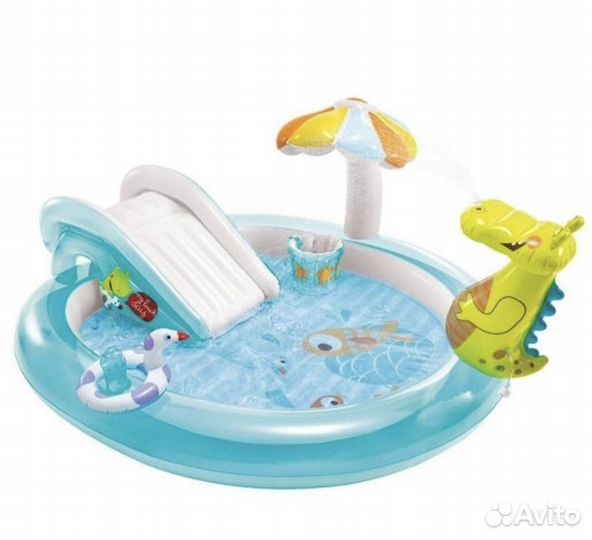 Надувной бассейн с горкой