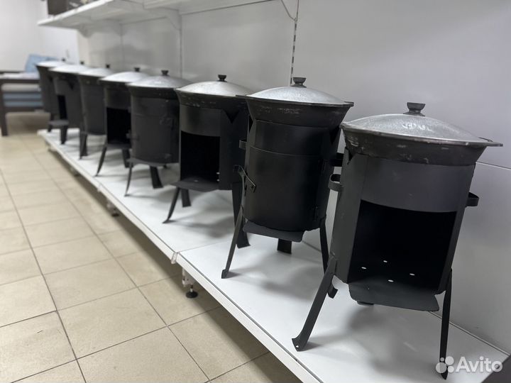 Казан чугунный 12л с печкой +шумовка