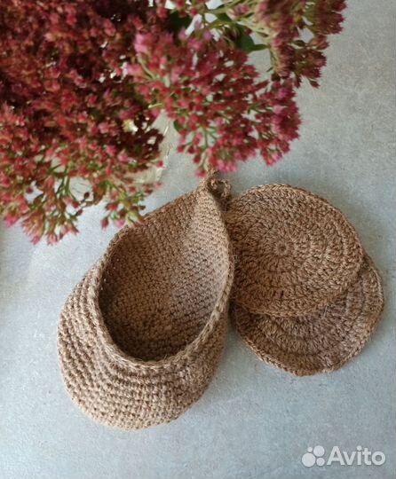 Корзинка вязаная подвесная из джута