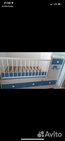 Кроватка маятник(трансформер стол, тумба,кровать)