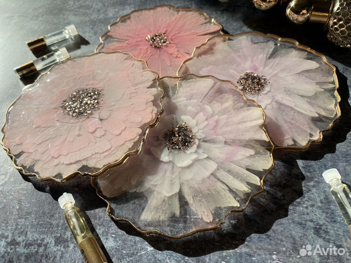 Подставка, подстаканники из эпоксидной смолы