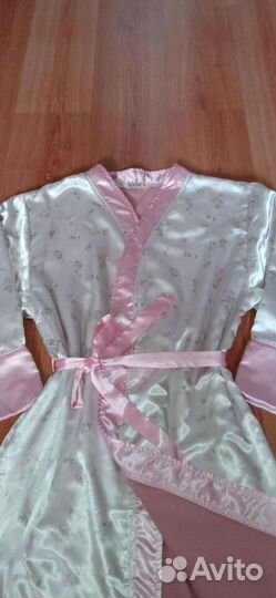 Hanse Халат женский 48-50р розовый атлас на флисе