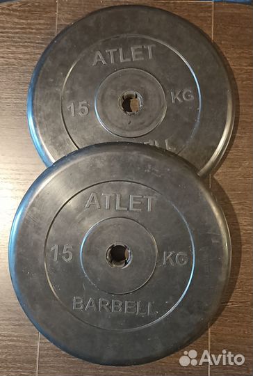 Диск / Блин для штанги MB barbell Атлет 15кг 2 шт