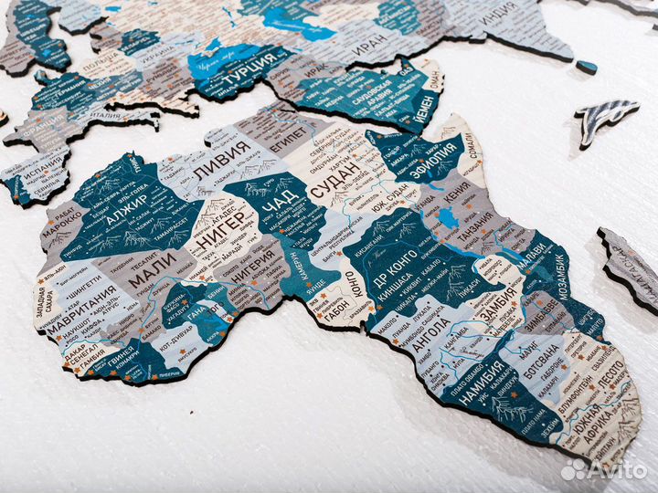 Деревянная карта мира из дерева на стену, Таганрог