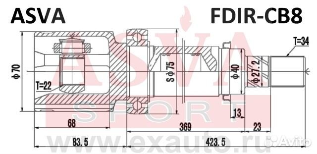 Шрус внутренний правый 22x40x34