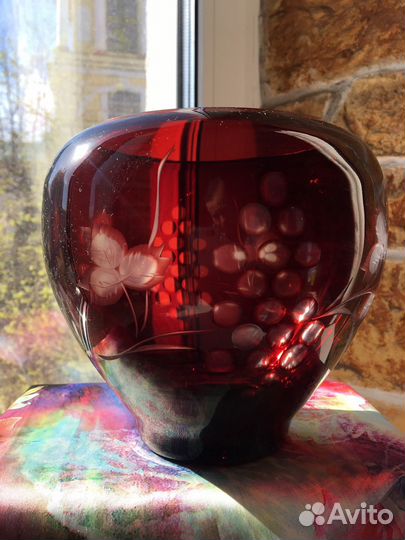 Ваза хрустальная рубиновое стекло СССР