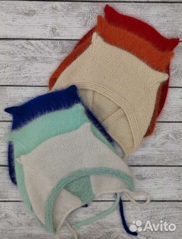 Шапка с ушками из ангоры