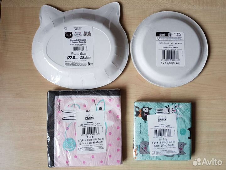 Одноразовая посуда кошки новая
