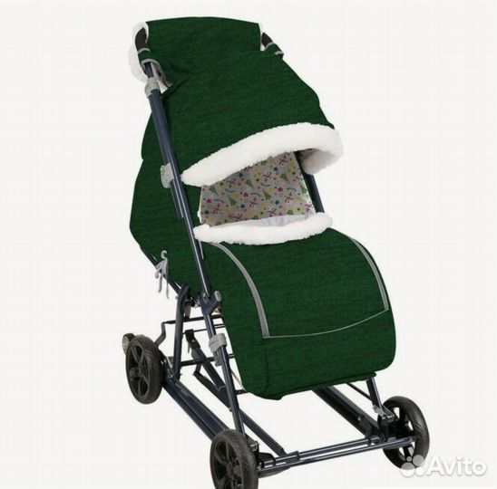 Санки-коляска Nika Ника,вязаный зеленый