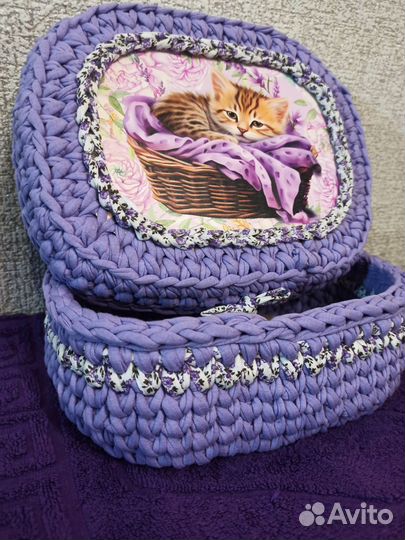 Корзинки из трикотажной пряжи